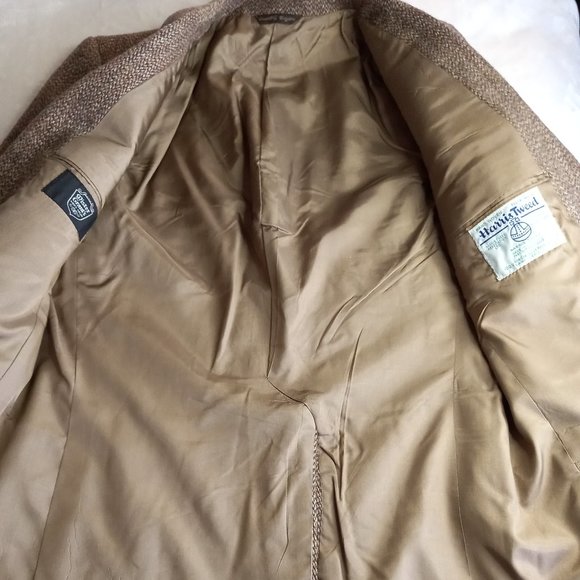 Vintage Harris Tweed Light Brown Wool Double Button Jacket Blazer (LRG 42) - Picture 4 of 13